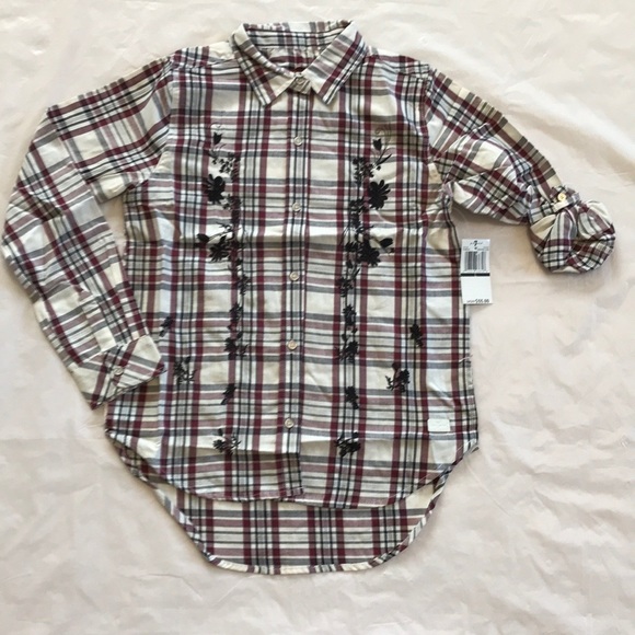 7 For All Mankind Floral Plaid Long Sleeve Shirt (Big Girls) - Picture 3 of 13